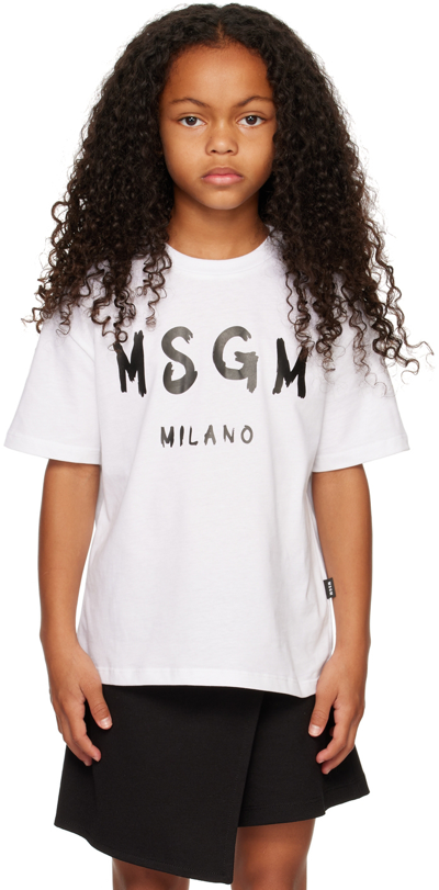Msgm Kids White Logo T-shirt