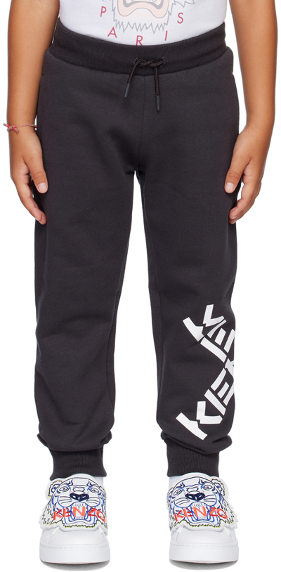 Kenzo Kids Gray Logo Lounge Pants In 065 - Gris Taupe