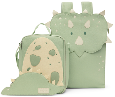 Coco Village Kids Green Dino Quest Backpack Set In Animal