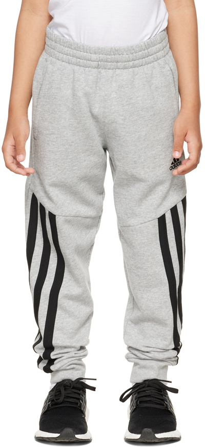 Adidas Originals Kids Gray Fleece Big Kids Lounge Pants In Mgh/white Poly Fleec