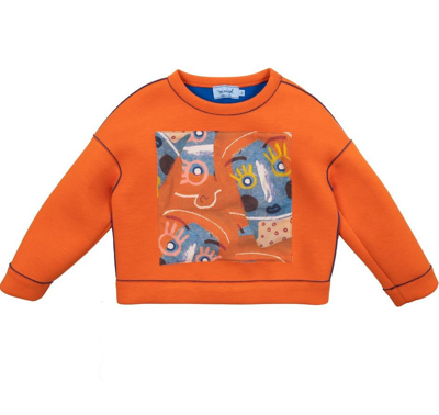 Mi Mi Sol Graphic-print Stretch-jersey Sweatshirt In Orange