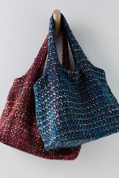 Anna Sui Multi Tweed Tote Bag In Turquoise Tweed
