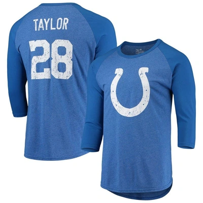 MAJESTIC MAJESTIC THREADS JONATHAN TAYLOR ROYAL INDIANAPOLIS COLTS NAME & NUMBER TEAM COLORWAY TRI-BLEND 3/4 