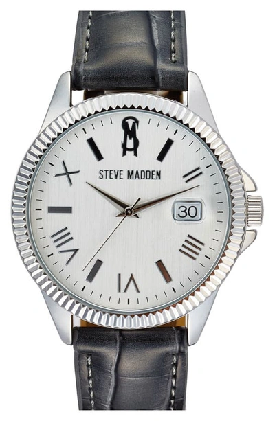 Steve Madden Honey Faux Leather Strap Watch, 20mm In Black