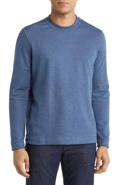 Johnston & Murphy Reversible Cotton & Modal Blend Sweater In Blue/ Light Grey