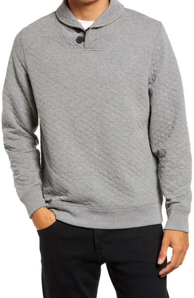 Billy Reid Diamond Quilt Shawl Collar Sweatshirt In Grey