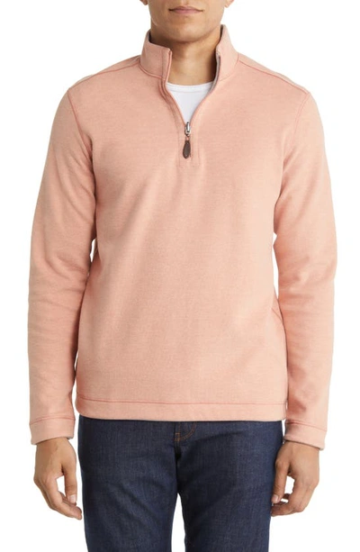 Johnston & Murphy Reversible Solid Quarter Zip Sweater In Orange/ Light Blue