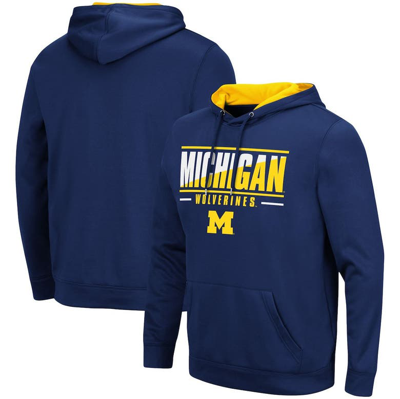 Colosseum Navy Michigan Wolverines Slash Stack 2.0 Pullover Hoodie