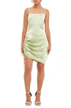 Endless Rose Ruched Satin Minidress In Pistachio