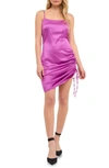 Endless Rose Ruched Satin Minidress In Grape