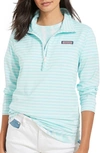 Vineyard Vines Microstripe Sankaty Half Zip Shep Shirt In Crystal Blue/ White