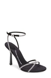 Alexander Wang Dahlia Rhinestone Logo Sandal In 006 Black/ Clear
