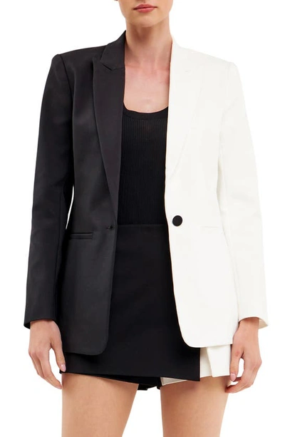 English Factory Colorblock Boyfriend Blazer In Black White