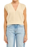 English Factory Rib Sweater Vest In Cream