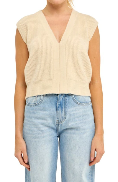English Factory Rib Sweater Vest In Cream