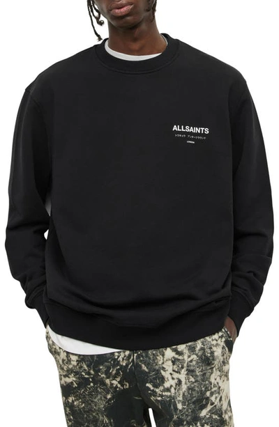 Allsaints Underground Logo Graphic-print Cotton Sweatshirt In Jet Black