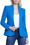 L Agence Chamberlin Textured Stretch Cotton Blazer In Teal/ Leopard Spot