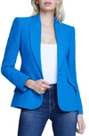 L Agence Chamberlin Textured Stretch Cotton Blazer In Teal & Leopard Sport