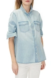 Hatch The Denim Organic Cotton Maternity Shirt In Light Wash