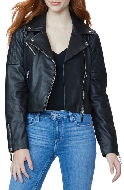 Paige Danisa Crop Leather Jacket In Black