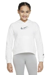 Nike Kids' Fleece Hoodie In White/ Black