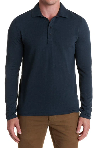 Billy Reid Cotton Blend Knit Polo Shirt In Navy
