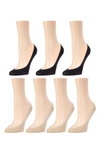 Memoi 7-pack Microliner No-show Socks In Nude/ Black