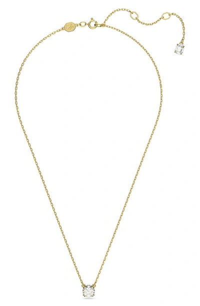 Swarovski Silver-tone Constella Crystal Pendant Necklace, 14-7/8" + 2" Extender In Gold-tone/ White