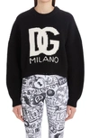 Dolce & Gabbana Intarsia Knit Logo Crop Virgin Wool Rib Sweater In S9000 Variante Abbinata
