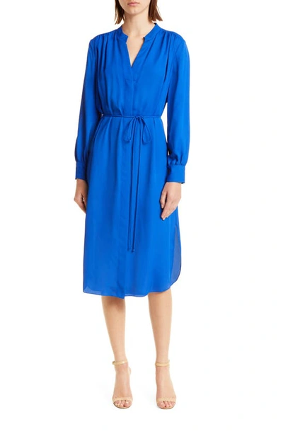 hugo boss blue dress BOSS - Virgin-wool dress with hardware-trimmed belt