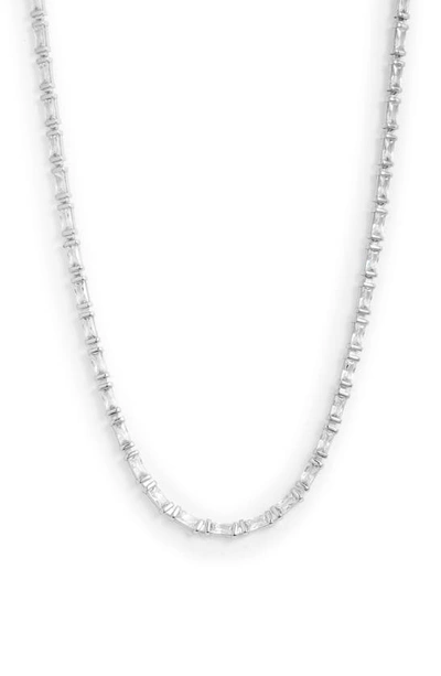 Kendra Scott Rhodium-plated Baguette-crystal 19" Adjustable Strand Necklace In Rhodium White Crystal