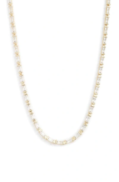 Kendra Scott Juliette Baguette Cubic Zirconia Adjustable Strand Necklace In 14k Gold Plated, 19 In White Crystal