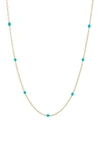 Argento Vivo Sterling Silver Enamel Dot Station Necklace In Gold/ Green