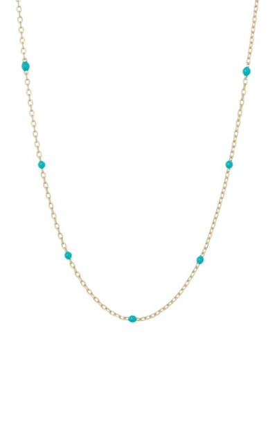 Argento Vivo Enamel Dot Station Necklace In Gold/ Green
