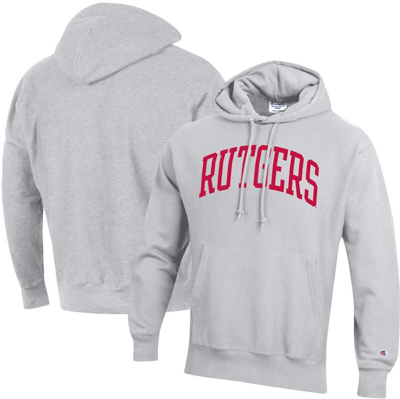Champion Heathered Gray Rutgers Scarlet Knights Team Arch Reverse Weave Pullover Hoodie