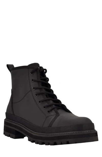 Calvin Klein Men's Bsboot Lace Up Lug Sole Ankle Boots With A Round Toe Men's Shoes In Black