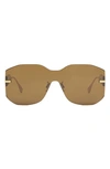 Fendi Rectangular Metal Shield Sunglasses In Brown