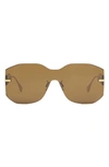 Fendi Rectangular Metal Shield Sunglasses In Dark Brown