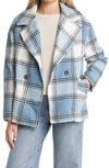 Halogen Plaid Crop Wool Coat In Cream- Multi Plaid