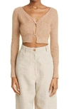 Jacquemus Brown Le Cardigan Alzou Cropped Cardigan In Beige