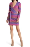 ADELYN RAE MAIA OMBRÉ LONG SLEEVE KNIT WRAP SWEATER DRESS