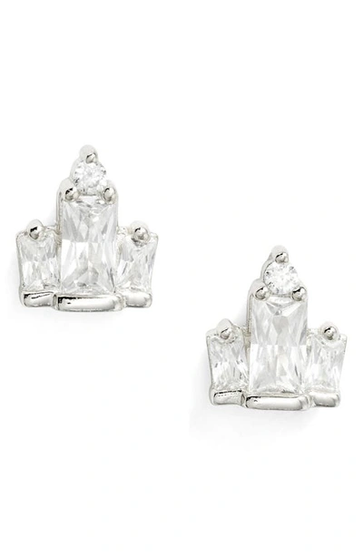 Kendra Scott Juliette Stud Earrings In Rhodium White Crystal