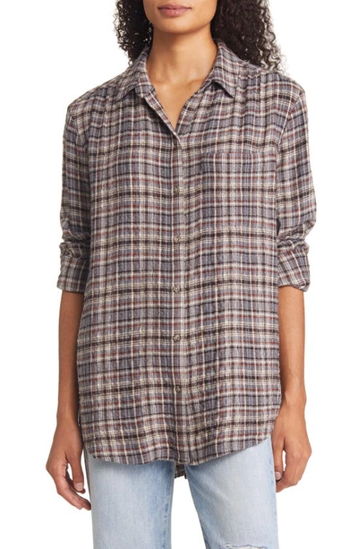 Beachlunchlounge Plaid Button-up Shirt In Limestone