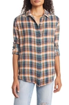 Beachlunchlounge Plaid Button-up Shirt In Apricot Cooler