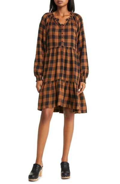 beach lunch lounge flannel dress Feeling Inspired Navy Plaid Maxi Dress, Medium - The Mint Julep Boutique main image 1