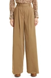 Nili Lotan Dillon Cotton-blend Wide-leg Trousers In Bark