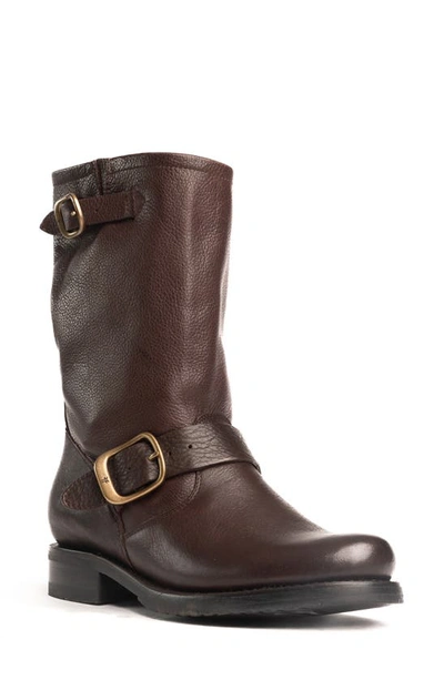 Frye Veronica Leather Buckle Short Moto Boots In Stone - Tonara