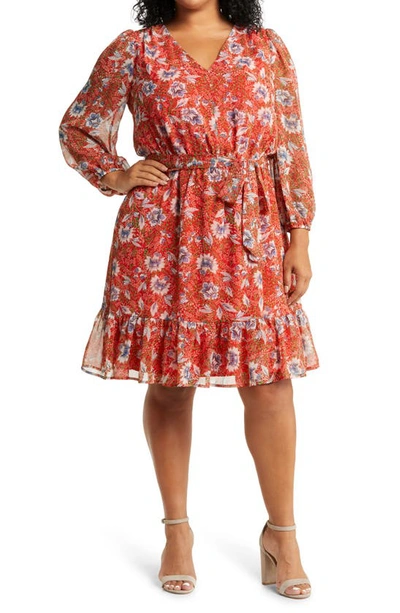 Sam Edelman Country Paisley Balloon Sleeve Dress In Red Multi