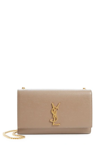 Saint Laurent Medium Kate Leather Chain Shoulder Bag In 2346 Taupe