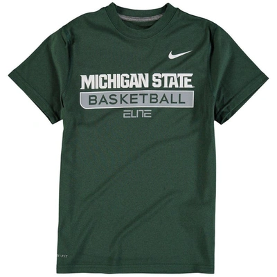 NIKE YOUTH NIKE GREEN MICHIGAN STATE SPARTANS BASKETBALL LEGEND PRACTICE ELITE PERFORMANCE T-SHIRT